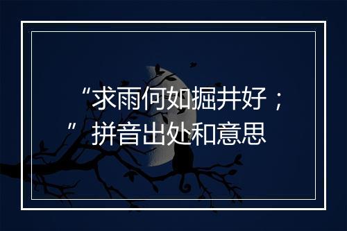 “求雨何如掘井好；”拼音出处和意思