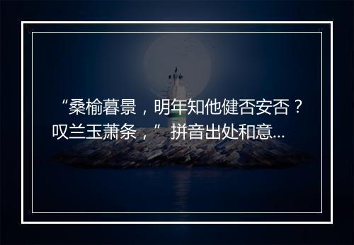 “桑榆暮景，明年知他健否安否？叹兰玉萧条，”拼音出处和意思