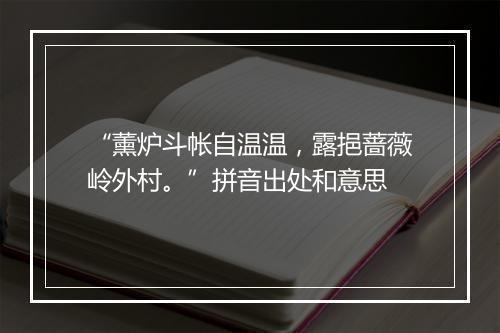 “薰炉斗帐自温温，露挹蔷薇岭外村。”拼音出处和意思