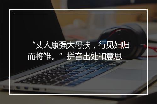 “丈人康强大母扶，行见妇归而将雏。”拼音出处和意思