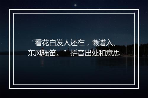 “看花白发人还在，懒谱入、东风瑶笛。”拼音出处和意思