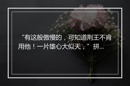 “有这般傲慢的，可知道荆王不肯用他！一片雄心大似天，”拼音出处和意思