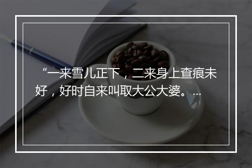 “一来雪儿正下，二来身上查痕未好，好时自来叫取大公大婆。”拼音出处和意思