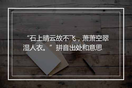 “石上晴云故不飞，萧萧空翠湿人衣。”拼音出处和意思