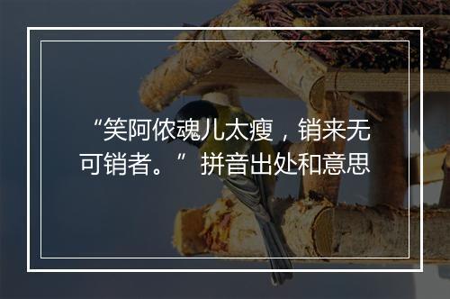 “笑阿侬魂儿太瘦，销来无可销者。”拼音出处和意思