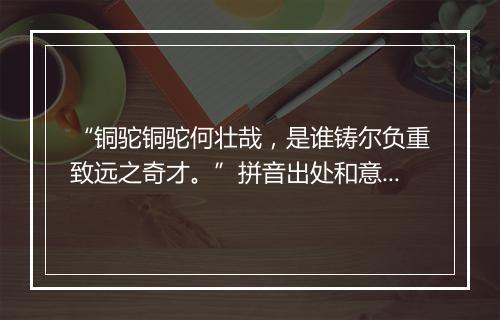 “铜驼铜驼何壮哉，是谁铸尔负重致远之奇才。”拼音出处和意思