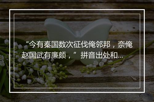 “今有秦国数次征伐俺邻邦，奈俺赵国武有廉颇，”拼音出处和意思