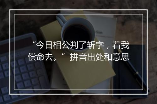 “今日相公判了斩字，着我偿命去。”拼音出处和意思