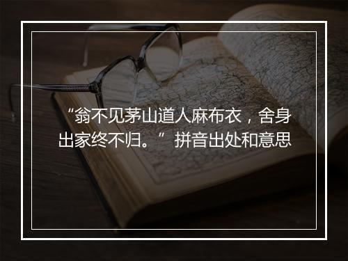 “翁不见茅山道人麻布衣，舍身出家终不归。”拼音出处和意思