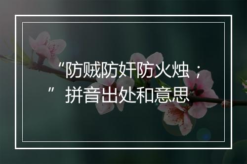 “防贼防奸防火烛；”拼音出处和意思