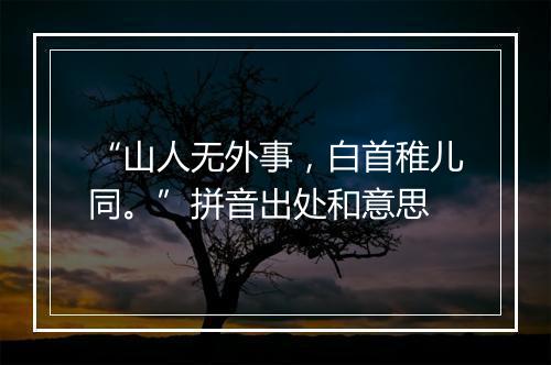 “山人无外事，白首稚儿同。”拼音出处和意思