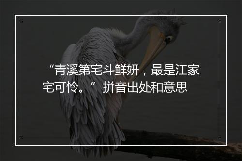 “青溪第宅斗鲜妍，最是江家宅可怜。”拼音出处和意思