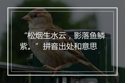 “松烟生水云，影落鱼鳞紫。”拼音出处和意思