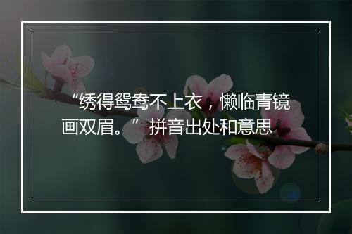 “绣得鸳鸯不上衣，懒临青镜画双眉。”拼音出处和意思