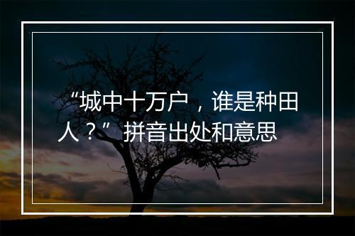 “城中十万户，谁是种田人？”拼音出处和意思