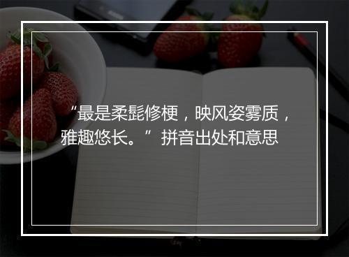 “最是柔髭修梗，映风姿雾质，雅趣悠长。”拼音出处和意思