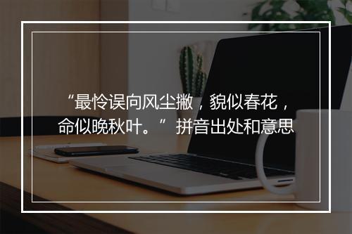 “最怜误向风尘撇，貌似春花，命似晚秋叶。”拼音出处和意思