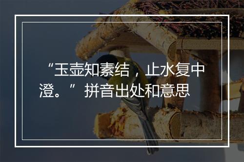 “玉壶知素结，止水复中澄。”拼音出处和意思