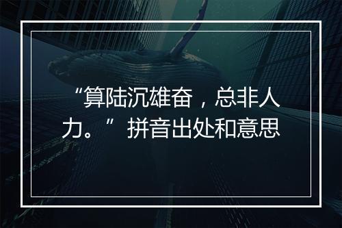 “算陆沉雄奋，总非人力。”拼音出处和意思