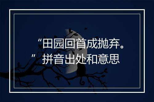 “田园回首成抛弃。”拼音出处和意思