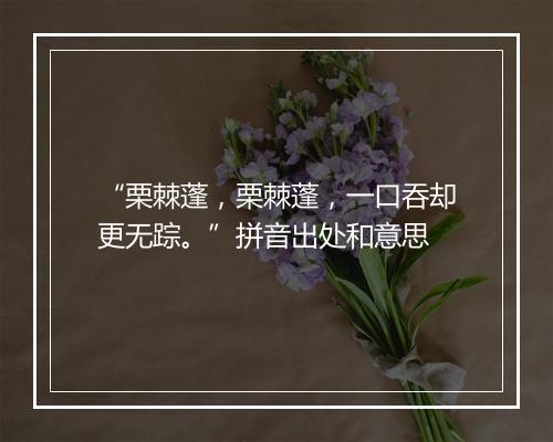 “栗棘蓬，栗棘蓬，一口吞却更无踪。”拼音出处和意思