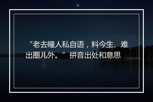 “老去瞳人私自语，料今生、难出圈儿外。”拼音出处和意思