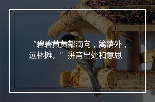 “碧碧黄黄都滴向，篱落外，远林摊。”拼音出处和意思