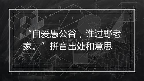 “自爱愚公谷，谁过野老家。”拼音出处和意思