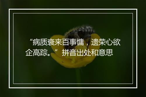 “病质衰来百事慵，遗荣心欲企高踪。”拼音出处和意思