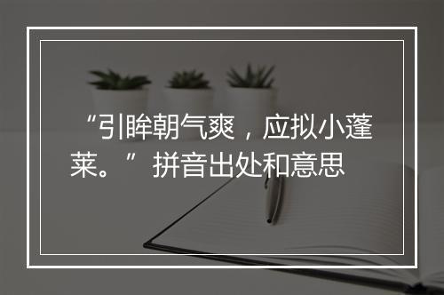 “引眸朝气爽，应拟小蓬莱。”拼音出处和意思