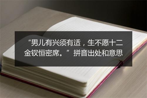 “男儿有兴须有适，生不愿十二金钗恒密席。”拼音出处和意思