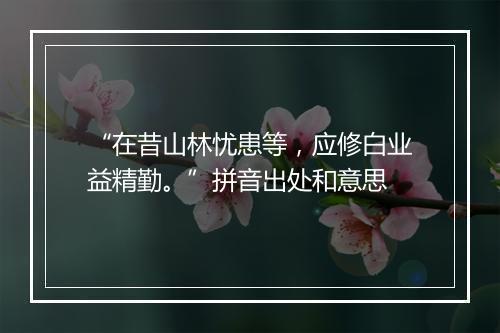 “在昔山林忧患等，应修白业益精勤。”拼音出处和意思