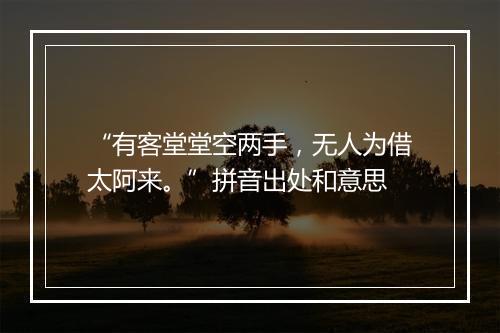 “有客堂堂空两手，无人为借太阿来。”拼音出处和意思