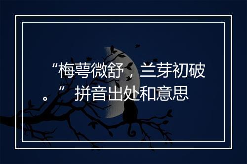 “梅萼微舒，兰芽初破。”拼音出处和意思