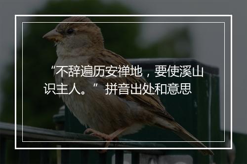 “不辞遍历安禅地，要使溪山识主人。”拼音出处和意思