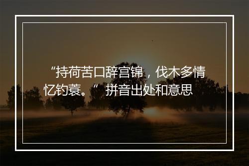 “持荷苦口辞宫锦，伐木多情忆钓蓑。”拼音出处和意思