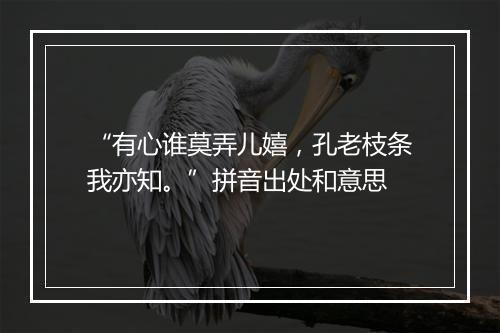 “有心谁莫弄儿嬉，孔老枝条我亦知。”拼音出处和意思