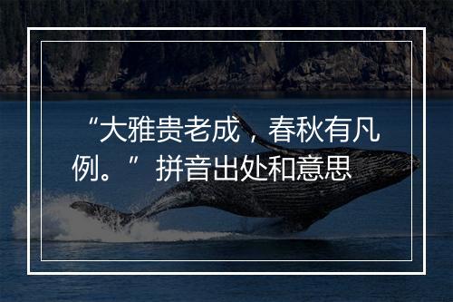 “大雅贵老成，春秋有凡例。”拼音出处和意思