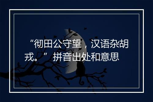 “彻田公守望，汉语杂胡戎。”拼音出处和意思