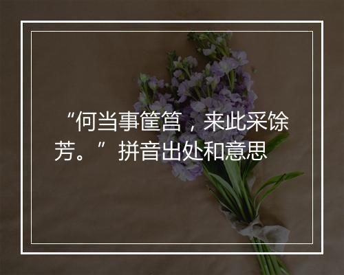 “何当事筐筥，来此采馀芳。”拼音出处和意思