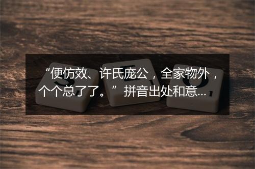 “便仿效、许氏庞公，全家物外，个个总了了。”拼音出处和意思