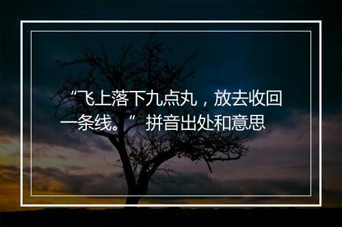 “飞上落下九点丸，放去收回一条线。”拼音出处和意思