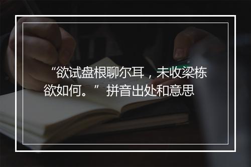 “欲试盘根聊尔耳，未收梁栋欲如何。”拼音出处和意思