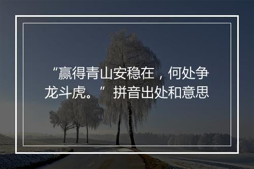 “赢得青山安稳在，何处争龙斗虎。”拼音出处和意思