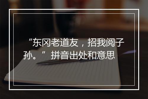 “东冈老道友，招我阅子孙。”拼音出处和意思