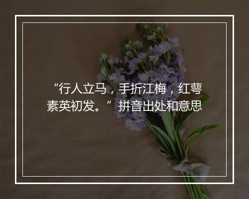 “行人立马，手折江梅，红萼素英初发。”拼音出处和意思