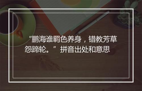 “鹏海谁羁色养身，错教芳草怨蹄轮。”拼音出处和意思