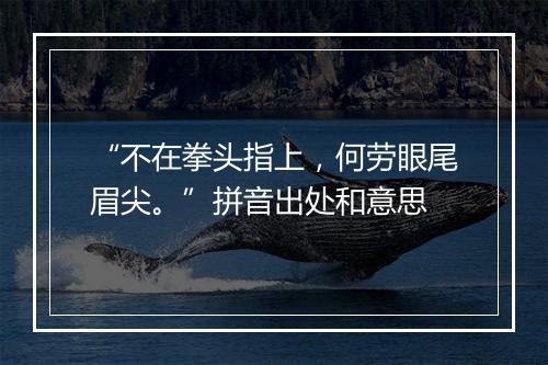 “不在拳头指上，何劳眼尾眉尖。”拼音出处和意思