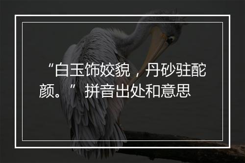 “白玉饰姣貌，丹砂驻酡颜。”拼音出处和意思