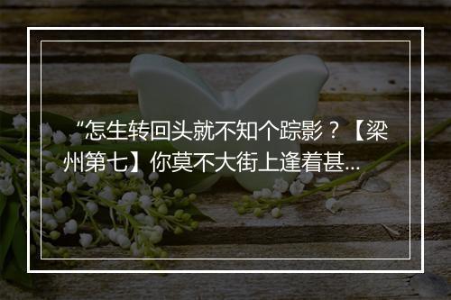 “怎生转回头就不知个踪影？【梁州第七】你莫不大街上逢着甚么驴马？”拼音出处和意思